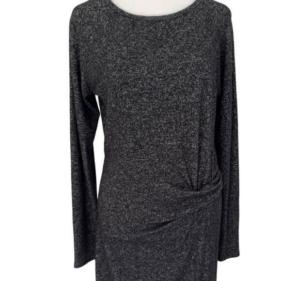 Athleta Solitude Dress, Black/ Gray Long Sleeve Ruched Waist 362808 size M - Picture 4 of 9